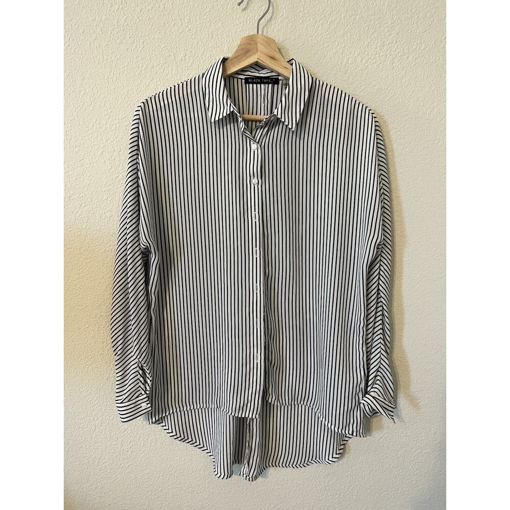 Black Tape Women's Cotton Striped Shirt Black And White Size Small